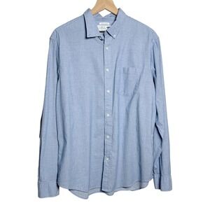 Old Navy‎ Mens Classic Shirt L Blue Cotton Stretch Button Down Preppy Office